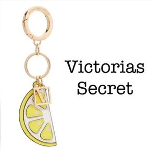 Victoria's Secret Limited Edition half lemon key chain gold logo charm NEW